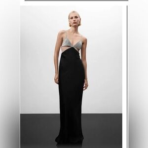 Mango x Jen Ceballos - Satin Dress With Rhinestone Body